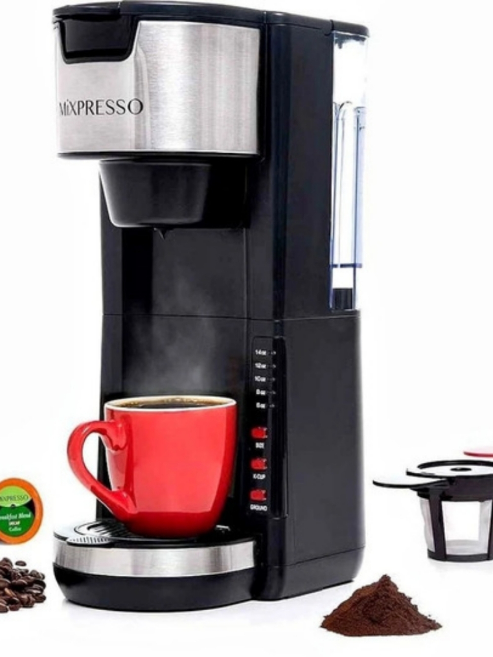Mixpresso 2-in-1 Single Serve Coffee Maker & Ground Coffee Brewer